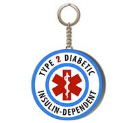 Gift Insanity MEDICAL ALERT TYPE 2 DIABETIC INSULIN DEPENDENT 58mm LONG CHAIN KEYRING