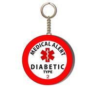 Gift Insanity MEDICAL ALERT TYPE 2 DIABETIC RED 58mm Long Chain KEYRING BOTTLE OPENER
