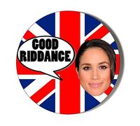 Gift Insanity MEGHAN MARKLE FACE ON UNION JACK GOOD RIDDANCE Large 58mm Round Fridge Magnet