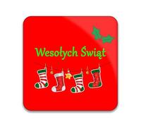 Gift Insanity Merry Christmas In Polish Hanging Stokcings 55mm x 55mm Square Magnet