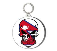 Gift Insanity NEPAL FLAG SKULL SHAPE LARGE 58mm ROUND KEYRING