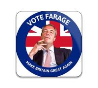 Gift Insanity Nigel Farage Cigar On Union Jack Sticker Pack of 10 Square Stickers - 55mm x 55mm (Red, Patriotic, Modern) - Applicable to Glass, Plastic, Metal, Porcelain - Waterproof