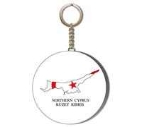 Gift Insanity NORTHERN CYPRUS MAP FLAG 58mm LONG CHAIN KEYRING