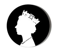 Gift Insanity QUEEN ELIZABETH MEMORIAL - SILHOUETTE - BLACK BACKGROUND - 38mm SMALL BADGE to mark death of HM Queen Elizabeth II 1926-2022