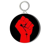 Gift Insanity RED FIST ON BLACK BACKGROUND 45mm Short Chain Mirror Keyring