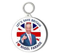 Gift Insanity REFORM PARTY - LET'S SAVE BRITAIN - I LOVE NIGEL FARAGE ON A UNION JACK - 45mm Short Chain Mirror Keyring