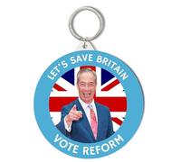 Gift Insanity REFORM PARTY - VOTE REFORM - NIGEL FARAGE ON A UNION JACK - 45mm Keyring
