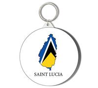 Gift Insanity SAINT LUCIA FLAG IN MAP - SAINT LUCIA FLAG 45mm Medium Keyring
