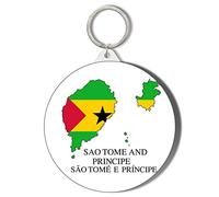 Gift Insanity SAO TOME AND PRINCIPE FLAG IN MAP - SAO TOME AND PRINCIPE FLAG 45mm Medium Keyring