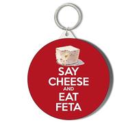 Gift Insanity SAY CHEESE AND EAT FETA - 45mm Short Chain Mirror Keyring