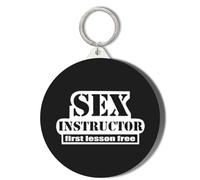 Gift Insanity SEX INSTRUCTOR FIRST LESSON FREE 45mm Short Chain Mirror Keyring