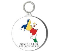 Gift Insanity SEYCHELLES FLAG IN MAP - SEYCHELLES FLAG 45mm Short Chain Mirror Keyring
