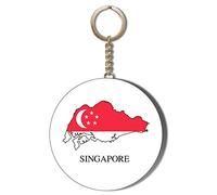 Gift Insanity SINGAPORE FLAG IN MAP 58mm LONG CHAIN KEYRING