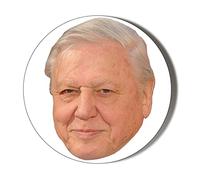 Gift Insanity SIR DAVID ATTENBOROUGH FACE Small 45mm SUPER SAFE CLIP BADGE
