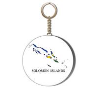 Gift Insanity SOLOMON ISLANDS FLAG MAP 58mm LONG CHAIN KEYRING