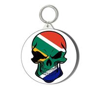 Gift Insanity SOUTH AFRICA FLAG SKULL SHAPE LARGE 58mm ROUND KEYRING