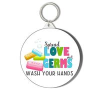 Gift Insanity SPREAD LOVE NOT GERMS - WASH YOUR HANDS - 45mm Medium Keyring