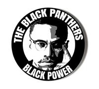 Gift Insanity THE BLACK PANTHERS BLACK POWER MALCOLM X WHITE ON BLACK 77mm Novelty Badge