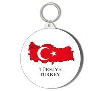 Gift Insanity TURKEY FLAG AND MAP - 45mm Short Chain Mirror Keyring