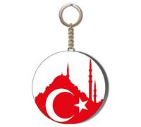 Gift Insanity TURKEY FLAG MOSQUE SHAPED WHITE 58mm LONG CHAIN KEYRING
