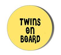 Gift Insanity TWINS ON BOARD YELLOW 77mm Novelty Badge