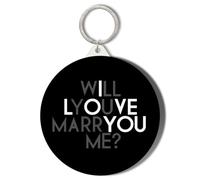 Gift Insanity WILL YOU MARRY ME. I LOVE YOU 45mm Short Chain Mirror Keyring