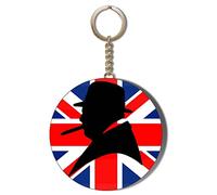 Gift Insanity WINSTON CHURCHILL SILHOUETTE ON UNITED KINGDOM FLAG 58mm LONG CHAIN KEYRING