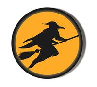 Gift Insanity WITCH FLYING ON BROOMSTICK HALLOWEEN 38mm Small Novelty Badge