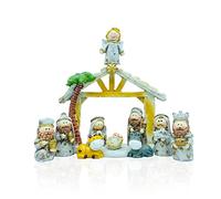 Gift Island 11 pieces white Nativity scene - Christmas Nativity scene - - Jesus Christ - festivity Christian sculptures - 6 cm tall
