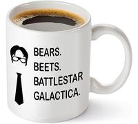 Gift Island Bears Beets Battlestar Galactica Funny 11 oz Coffee Mug Inspired by TV Show The Office Quote Unique Birthday Gift for Dwight Schrute Fans Dunder Mifflin