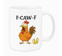 Gift Island F-Caw-F Funny Chicken Mug - f caw f - Chicken Cup - Rooster Screaming - Rude Gift - for Colleagues - Coworkers - Friends - 11 oz Coffee Mug