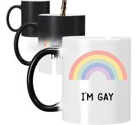 Gift Island I'm Gay Mug - Rainbow Heat Change Mug - LGBTQ+ and Pride Gift - Novelty Gag Funny Gift - Colour Changing with hot Water - 11 oz