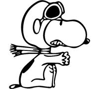 Gift Island Sticker Snoopy Pilot - Snoopy Pilot - Sticker for Cars and Motorcycles - Sticker for Bedroom - Suitable for All mac Models - Funny Pattern - Dimensions 9 x 10 cm (Black)