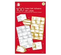Assortment 100 Foiled Self Adhesive Gift Labels Contemporary & Traditional Designs
