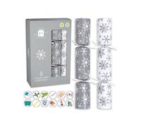 Gift Maker Pack 8 Giftmaker Silver & White Snowflake Novelty Traditional Family Christmas Crackers