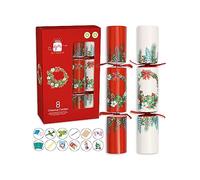 Gift Maker Pack 8 Red & Cream Traditional Wreath Novelty Traditional Family Christmas Crackers