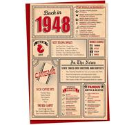 Gift Monster 76th Birthday Card - Back in 1948 In This Year Card, Greeting Card for Men and Women, Birthday Cards for Women, Birthday Cards for Men, 76th Anniversary Card, Large - A5