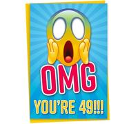 Gift Monster Funny 49th Birthday Card, OMG You're 49 Screaming Emoticon, Sister/Brother Card, Blank Inside