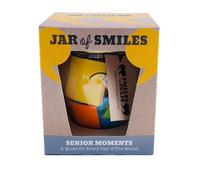 Gift of Senior Moments Quotations in a jar. 31 Days worth of Humorous Thoughts & Quotes for the older citizen. A month of Multi-Coloured Quotes contained in a New Style Premium Italian Glass Jar. The Perfect Gift for those mature persons in your life. Take A Daily Dose of Humour to start your day with a smile.