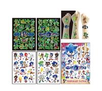 (Gift Package)60pcs 4 sheets Sonic the Hedgehog Temporary Tattoos for Fans Party Supplies, 2 Sheet Glow-in-the-dark Tattoo included. …