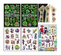 (Gift Package)60pcs 4 sheets Temporary Tattoos for Kids Party Supplies, 2 Sheet Glow-in-the-dark Tattoo included …