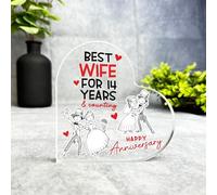 Gift, Plaque, 14 Year 14th Gift For Wedding Anniversary For Best Wife Keepsake Side Heart Plaque, Decor Trinket Gift, Acrylic Plaque Ornament Keepsake Gift, Custom Sentimental Gift