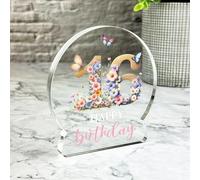 Gift, Plaque, 16th Gift For Birthday Floral Lettering Keepsake Snowglobe Ornament Plaque, Decor Trinket Gift, Acrylic Plaque Ornament Keepsake Gift, Custom Sentimental Gift