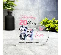 Gift, Plaque, 20th Gift For Wedding Anniversary 20 Years Of Love Panda Keepsake Side Heart Plaque, Decor Trinket Gift, Acrylic Plaque Ornament Keepsake Gift, Custom Sentimental Gift