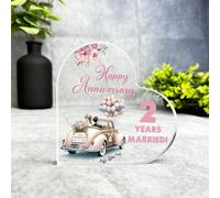 Gift, Plaque, 2nd Gift For Wedding Anniversary Romantic Car Keepsake Side Heart Ornament Plaque, Decor Trinket Gift, Acrylic Plaque Ornament Keepsake Gift, Custom Sentimental Gift