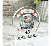 Gift, Plaque, 45th Gift For Wedding Anniversary Romantic Floral Car Keepsake Snowglobe Plaque, Decor Trinket Gift, Acrylic Plaque Ornament Keepsake Gift, Custom Sentimental Gift