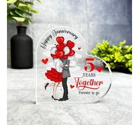 Gift, Plaque, 5 Year 5th Gift For Wedding Anniversary Forever To Go Keepsake Side Heart Plaque, Decor Trinket Gift, Acrylic Plaque Ornament Keepsake Gift, Custom Sentimental Gift