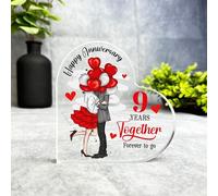 Gift, Plaque, 9 Year 9th Gift For Wedding Anniversary Forever To Go Keepsake Side Heart Plaque, Decor Trinket Gift, Acrylic Plaque Ornament Keepsake Gift, Custom Sentimental Gift
