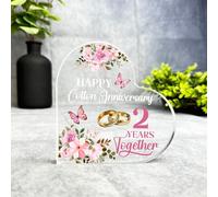 Gift, Plaque, Cotton 2nd Gift For Wedding Anniversary 2 Years Together Keepsake Side Heart Plaque, Decor Trinket Gift, Acrylic Plaque Ornament Keepsake Gift, Custom Sentimental Gift