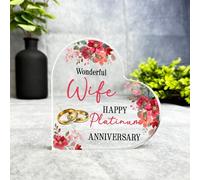 Gift, Plaque, Platinum 70th Gift For Wedding Anniversary For Wife Keepsake Side Heart Plaque, Decor Trinket Gift, Acrylic Plaque Ornament Keepsake Gift, Custom Sentimental Gift